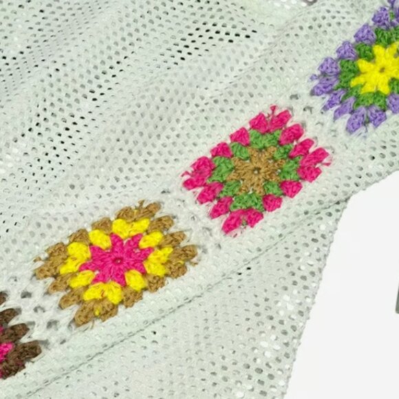 No Boundaries Crochet Mesh Cover-Up Dress White Juniors Medium Boho Festival - Picture 7 of 10